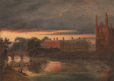 Procession of Boats on the River Cam below Clare College, Cambridge by Richard Bankes Harraden